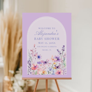 Boog Waterverf Wildbloem Vlinder Baby Shower Poster