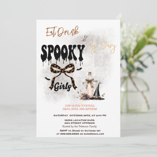 Boog Welk Pet & Cocktail Halloween Uitnodiging (Staand voorkant)