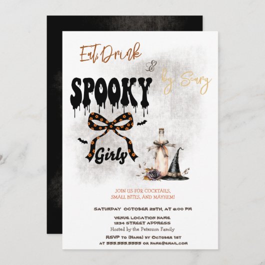 Boog Welk Pet & Cocktail Halloween Uitnodiging (Voorkant / Achterkant)