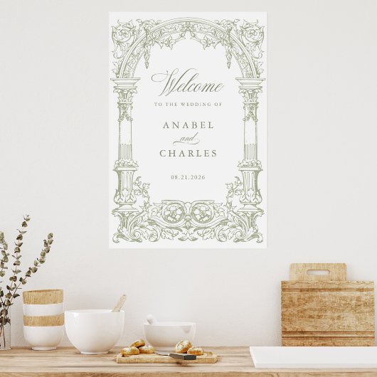 boog wijnstokken Lijst bruiloft welkom Poster (Keuken)