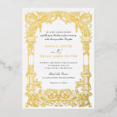  boog wijnstokken Ornament Lijst echt goud Folie Uitnodiging (Voorkant)