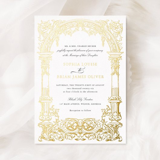  boog wijnstokken Ornament Lijst echt goud Folie Uitnodiging