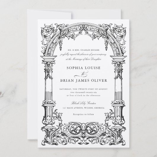  boog wijnstokken Ornament Lijst Elegant Kraft Kaart (Voorkant)