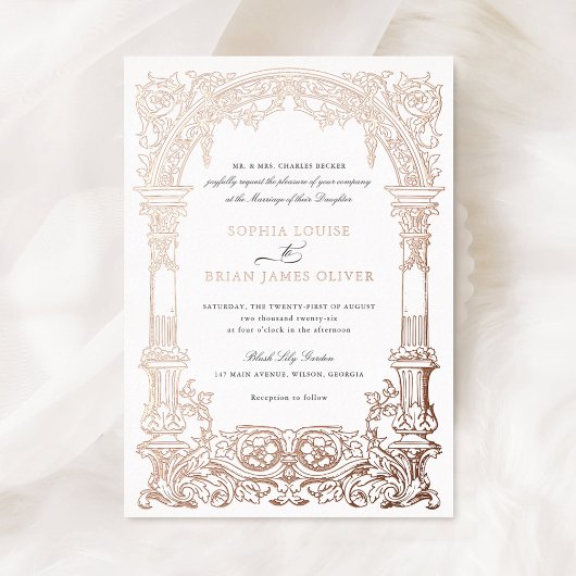  boog wijnstokken Ornament Lijst Roos goud Folie Uitnodiging