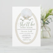 Boog Ze komt gauw Zee Schelp Schattige Baby Shower Kaart (Staand voorkant)