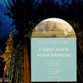 Boog Zilver Blauw Bloemen En Bijen Trouwen Kaart