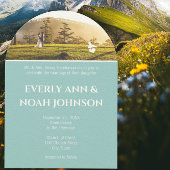 Boog Zilver Blauw Bloemen En Bijen Trouwen Kaart