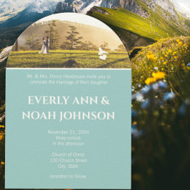 Boog Zilver Blauw Bloemen En Bijen Trouwen Kaart