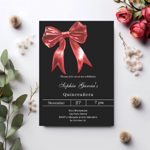 Boog zwart rood Quinceanera Kaart
