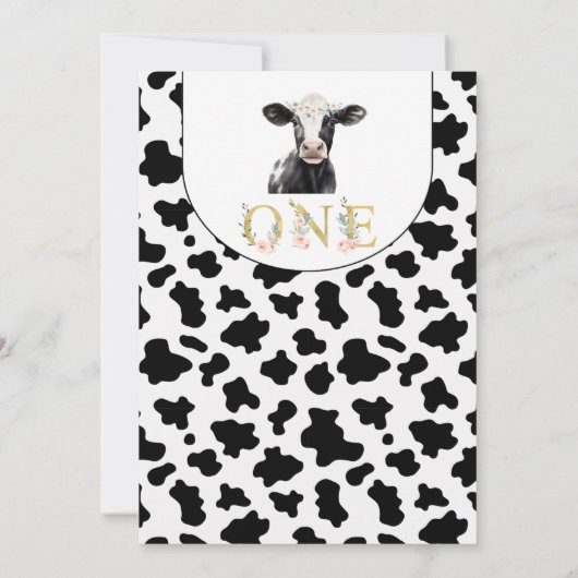 Boog Zwarte Koe Print Heilige Koe 1e verjaardag Kaart (Achterkant)