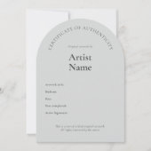Boogbewijs van authenticiteit Art Sjabloon Kaart (Voorkant)