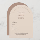 Boogbewijs van authenticiteit Art Sjabloon Kaart (Voorkant / Achterkant)
