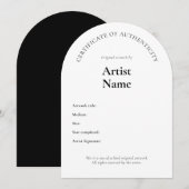 Boogbewijs van authenticiteit Art Sjabloon Kaart (Voorkant / Achterkant)