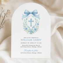 Boogblauwe doop uitnodiging voor Baby Boy