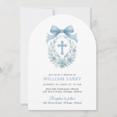 Boogblauwe doop uitnodiging voor Baby Boy (Voorkant)