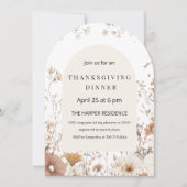 Boogbloemige Thanksgiving Diner Neutraal Kaart (Voorkant)