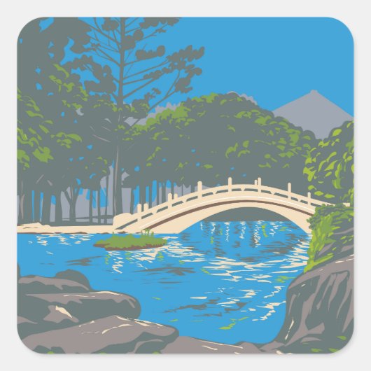 Boogbrug Guanghua Pool Vierkante Sticker (Voorkant)