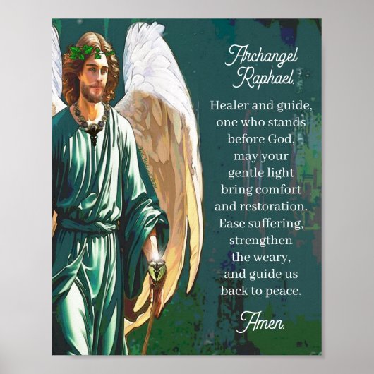 Boogengel Rafaël Genezingsgebed Muur Kunstprint Poster (Voorkant)