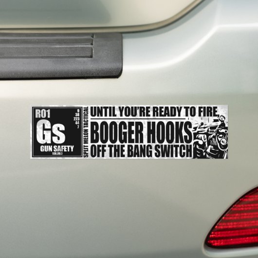 Booger Hooks off the Bang Switch - Pistool Safety Bumpersticker (Op auto)