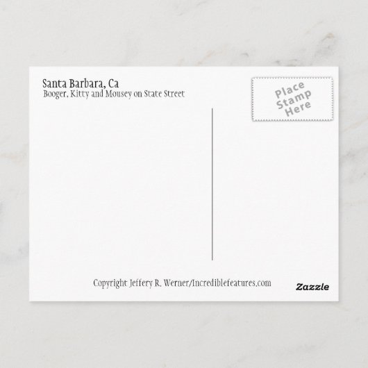 Booger, Kat en Mousey op State Street Briefkaart (Achterkant)