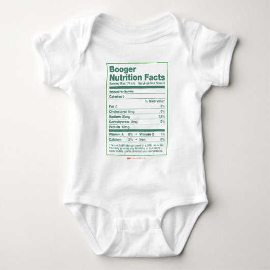 Booger Nutrition Facts Romper (Voorkant)
