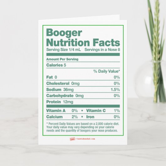 Booger Nutrition Facts Vakantie Groeten Kaart (Voorkant)