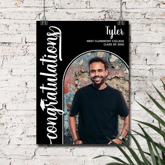 Boogfoto Afstuderen zwart Poster