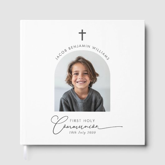 Boogfoto Eerste Communie Jongen Gastenboek (Voorkant)