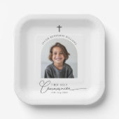 Boogfoto Eerste Communie Jongen Papieren Bordje (Voorkant)