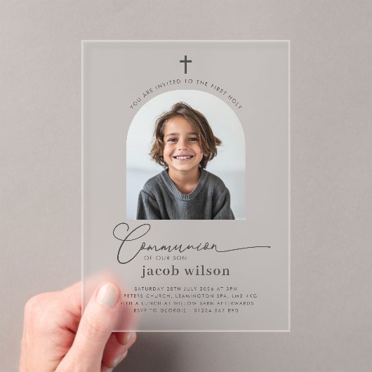 Boogfoto Eerste Communie Jongen Uitnodiging (Insitu (Draagbaar))