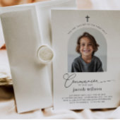 Boogfoto Eerste Communie Jongen Uitnodiging