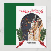 Boogfoto elegante vrolijke kerst feestdagenkaart (Voorkant / Achterkant)