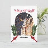 Boogfoto elegante vrolijke kerst feestdagenkaart (Staand voorkant)