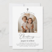 Boogfoto Gezamenlijke doopuitnodiging Kaart (Voorkant)