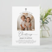 Boogfoto Gezamenlijke doopuitnodiging Kaart (Staand voorkant)