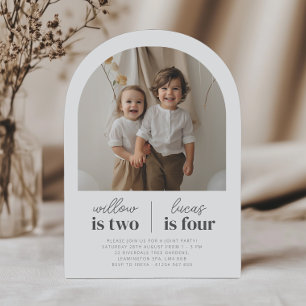 Boogfoto - gezamenlijke verjaardagsuitnodiging kaart