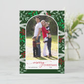 Boogfoto Greenery Vrolijk kerstfeest Feestdagenkaart (Staand voorkant)