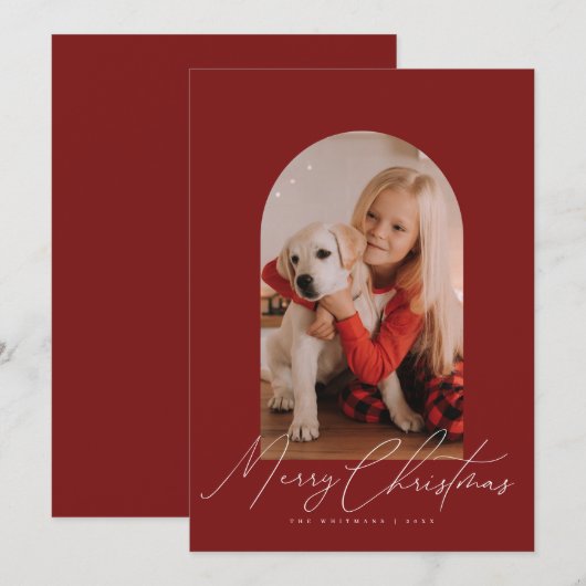 Boogfoto & handgeschreven Kerstscript  Feestdagenkaart (Voorkant / Achterkant)