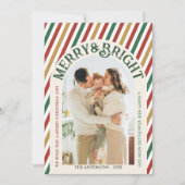 Boogfoto Merry Bright Retro Multicolor Stripes Feestdagenkaart (Voorkant)