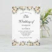 Boogfoto met witte rozen Elegante bruiloft Kaart (Staand voorkant)