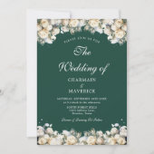 Boogfoto met witte rozen Smaragdgroene bruiloft Kaart (Voorkant)