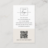 Boogfoto modern minimal light tan QR logo Visitekaartje (Achterkant)