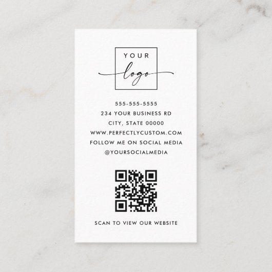 Boogfoto modern minimalistisch QR code logo wit Visitekaartje (Achterkant)