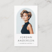 Boogfoto modern minimalistisch QR code logo wit Visitekaartje (Voorkant)