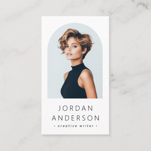 Boogfoto modern minimalistisch QR code logo wit Visitekaartje (Voorkant)