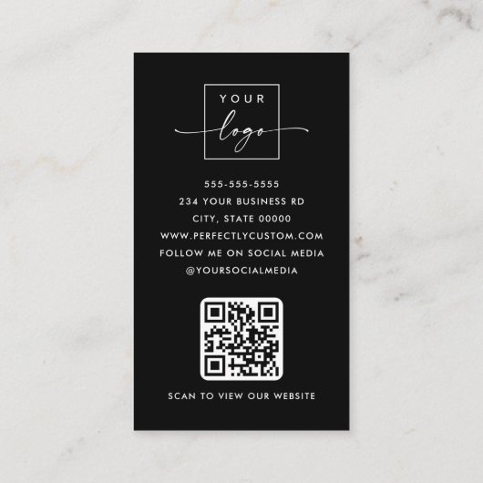 Boogfoto modern minimalistisch QR code logo zwart Visitekaartje (Achterkant)
