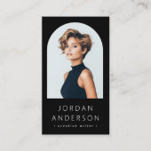 Boogfoto modern minimalistisch QR code logo zwart Visitekaartje (Voorkant)