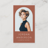 Boogfoto moderne QR code logo terracotta bruin Visitekaartje (Voorkant)