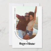 Boogfoto Moderne retro typografie Sla de datum op Save The Date (Voorkant)