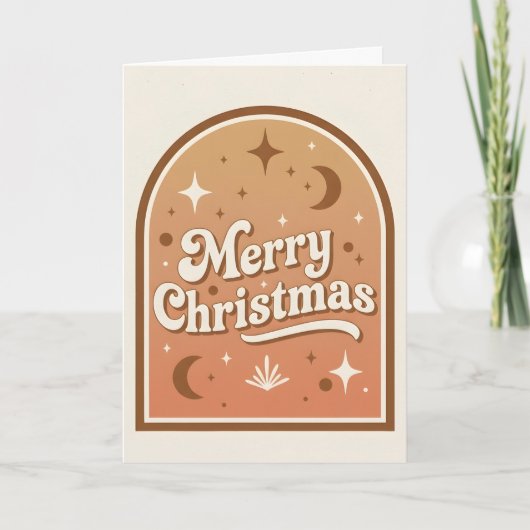Boogframe Boho Retro Prettig Kerstfeest Feestdagen Kaart (Voorkant)